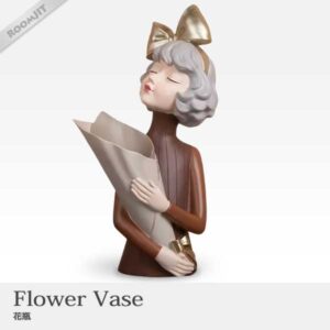 花瓶 リボンの少女 ブラウン