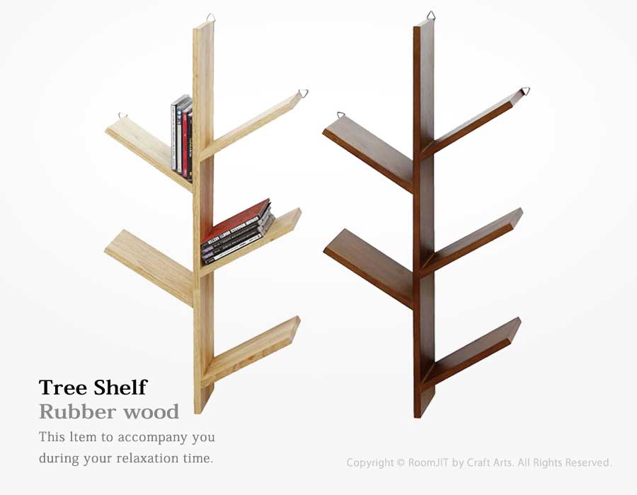 木のかたち 本棚 ラバーウッド｜ツリーシェルフ｜丸和貿易｜ラック インテリア