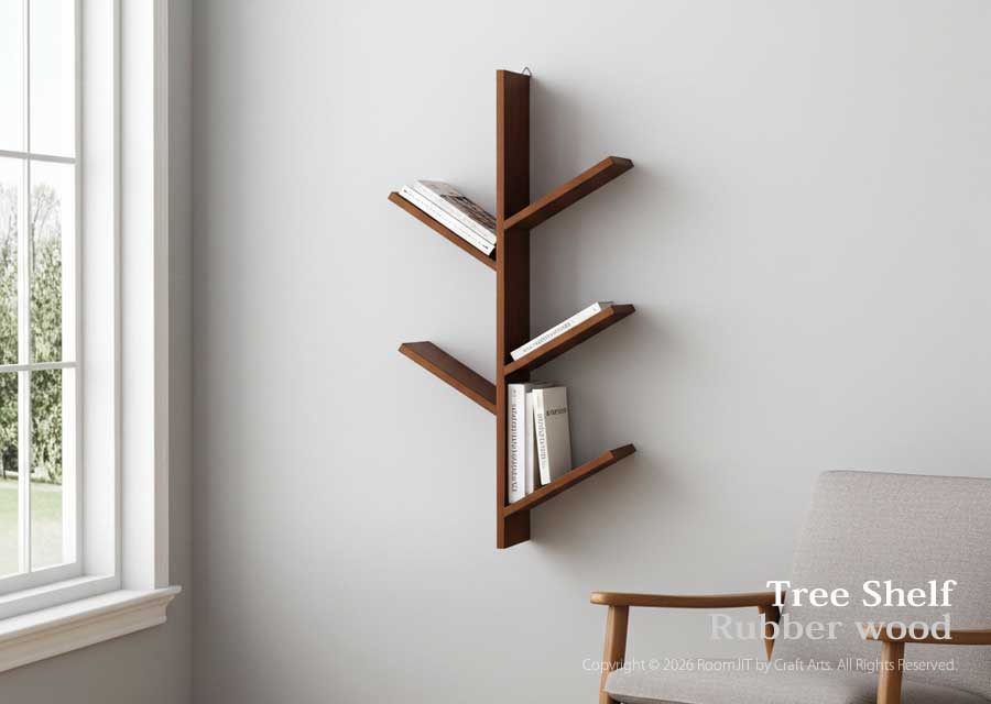 木のかたち 本棚 ラバーウッド｜ツリーシェルフ｜丸和貿易｜ラック インテリア