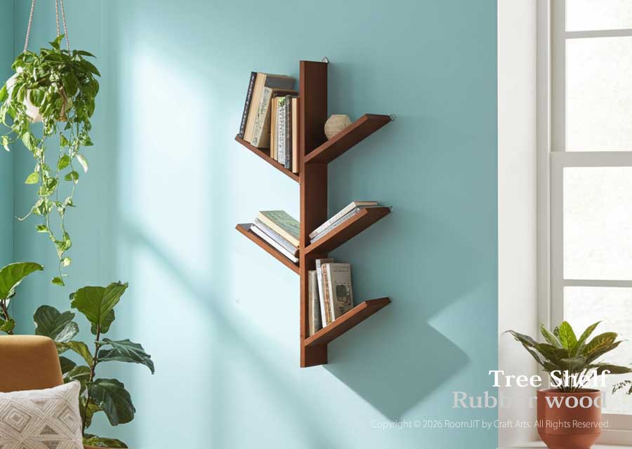 木のかたち 本棚 ラバーウッド｜ツリーシェルフ｜丸和貿易｜ラック インテリア