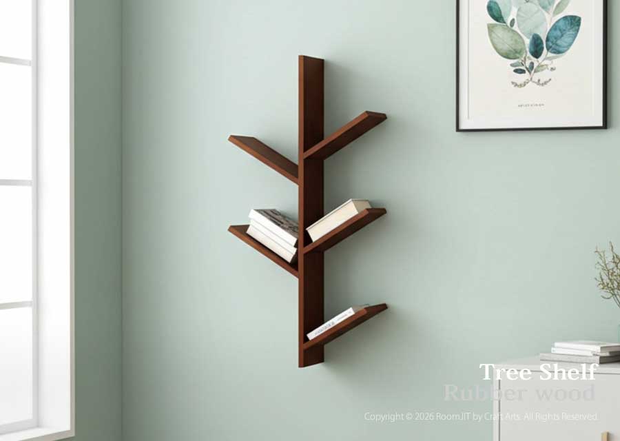 木のかたち 本棚 ラバーウッド｜ツリーシェルフ｜丸和貿易｜ラック インテリア